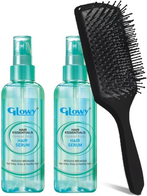 GLOWY 2 Pcs Stre-a-x-e Earthy Coconut base oil for frizzy hair With Plastic Paddle hair Brush(3 Items in the set)