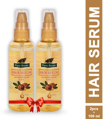 Pure Roots Hair Serum With Argan Oil And Vitamin E Pack of 2(200 ml)