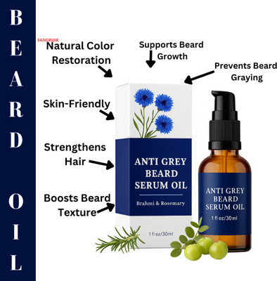 Fangruik Grey Beard Serum Oil Nourishes Hair For Rich Dark Beard Texture(30 ml)