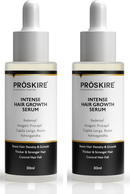 Proskire IIntense Hair Growth Serum with Redensyl, Biotin & Anagain – Pack of 2(60 ml)