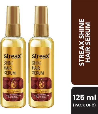 Streax Hair Serum Vitalized with Walnut Oil for Dry & Frizzy Hair, Pack of 2,(250 ml)