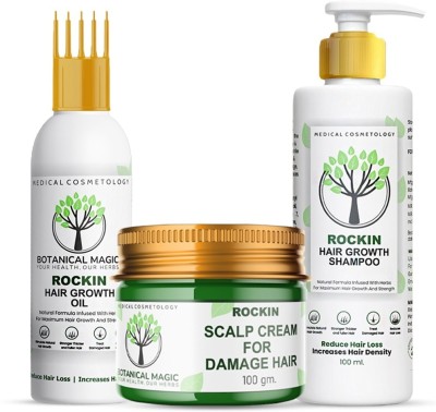 BOTANICAL MAGIC Rockin Hair Oil (100 ML), Hair Cream (100 G) and Shampoo (100 ML) and Pack of 3(300 ml)