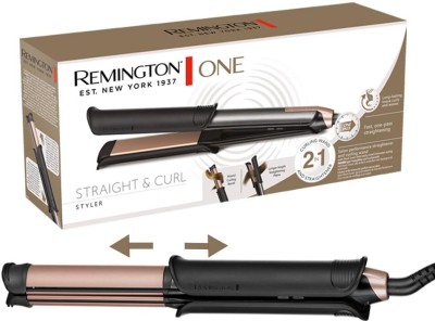 REMINGTON S6077 ONE 2-in-1 Hair Straightener & Curler | Ceramic Plates, Temp Control Hair Straightener(Brown)