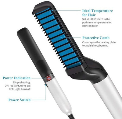 FIVANIO Prettyclicks Electric Straightener For Men & Women with 5 Temperature Control PTC Technology Electric Straightener For Men & with 5 Temperature Control Hair Straightener Brush(Multicolor)