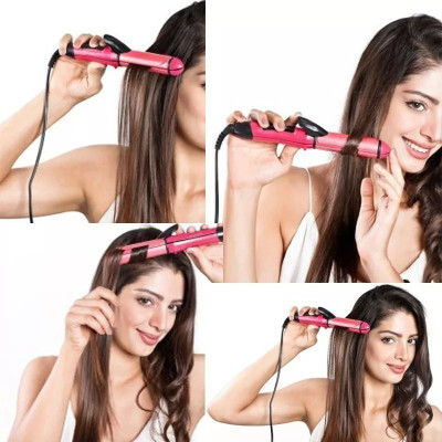 KASNAJI KN-413 Electric 2 in 1 Multifunction Perfect Hair Curler & Hair Straightener(Pink)