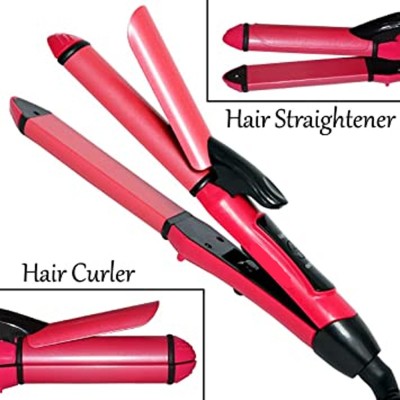 NHC -2009 Personal 2 In 1 Useful Hair Curler Electric Straightener Corded Smooth Styler Hair Straightener(Multicolor)