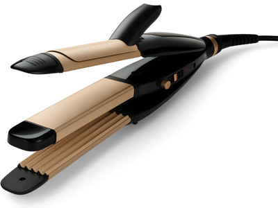 NOVA 3 in 1 Hair Styler- Straightener, Curler & Crimper NHS 803 Hair Straightener(Black, Gold)