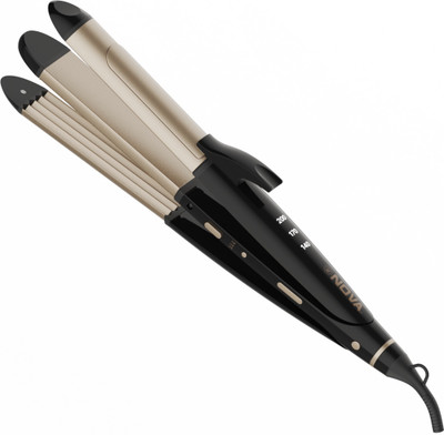 NOVA 4 In 1 Hair Styler- Straightener, Curler & Crimper NHS 802 Hair Straightener (Black, Gold) For Rs. 1199 @ 50 %