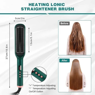 HTS Hair Straightener Comb Brush 2-in-1 for Men & Women 5 Adjustable Heating J5-Hair Straightener Comb Hair Straightener Brush(Multicolor)