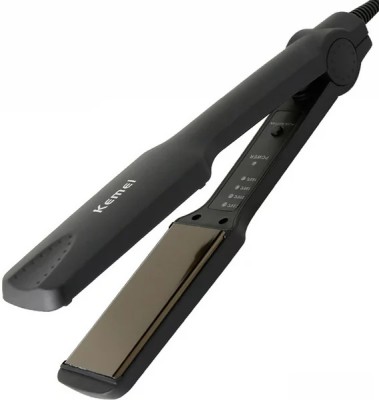 Kemei Quick & Easy Hair Styling with Ceramic Temperature Control Professional KM-329 Hair Straightener(Black, Gold)
