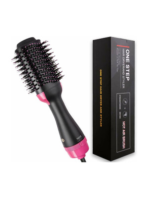 NKK TRADERS One Step Hair Dryer and Volumizer, Hot Air Brush, 3 in1 Styling Brush Styler, Negative Ion Hair Straightener Curler Brush for All Hairstyle, Black
