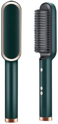 Shopeleven Hair Brush PTC Technology Electric 5 Temperature Control Hair Styler Brush Hair Straightener Brush(Green)