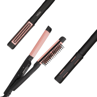 VEGA Glam Shine 2 in 1 Hair Straightener & Brush VHSSB-01 Hair Straightener(Black)