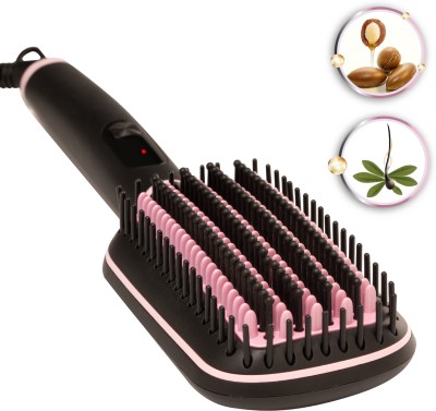 VEGA Lit style L2 with Keratin and Argan Oil Infused Ceramic Coated Bristles, VHSB-07 Hair Straightener Brush(Black, Pink)