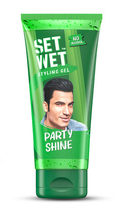 SET WET Styling Hair Gel for Men - Party Shine for Strong Hold & High Shine, No Alcohol Hair Gel(100 g)