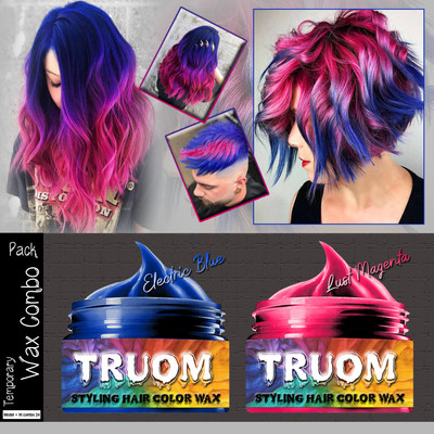 TRUOM Temporary Hair Color Wax Combo ( Blue + Magenta) Hair Mousse(100 g)