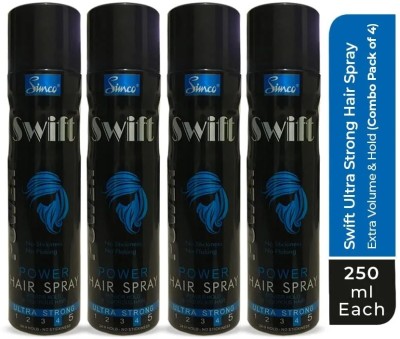 Simco Swift Ultra Strong Hair Spray Combo (Pack of 4, 250ml each) Hair Spray(1000 ml)