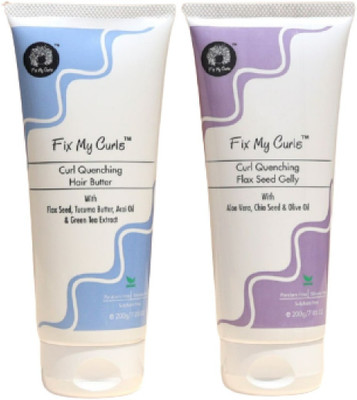Fix My Curls Curl Quenching Moisture Styling Bundle For Curly And Wavy Hair Low porosity 3A to 4A Curls, 100 Gm Each Hair Gel(200 g)