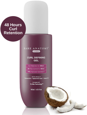 BARE ANATOMY Curl Defining Gel - For Shiny Curls | Curl Retention & 2X Frizz Protection Hair Gel(140 ml)