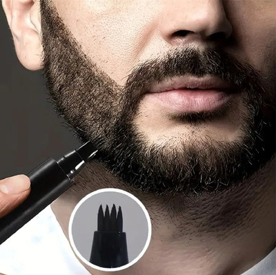 luzimaisa Long-lasting Black Beard Pencil Filler for Men look Dual Tip Formula Beard Cream(2.5 g)