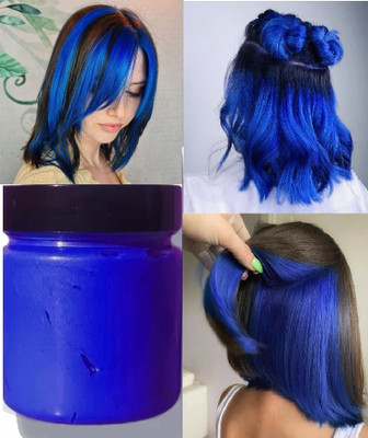 Jiwoo Instant Hairstyle Temporary Hair Color Blue Wax for Men and Women Hair Wax Hair Wax(100 g)