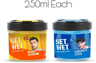 SET WET Sport Extreme & Casually Cool Gel (Pack of 2) Hair Gel(500 ml)