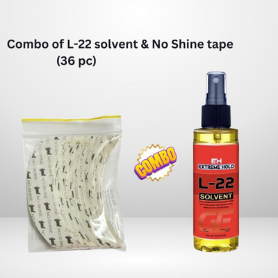 Growth No Shine Tape 36pc Transparent Hair Patch tape & L 22 Solvent Adhesive Remover Hair Spray(118 ml)
