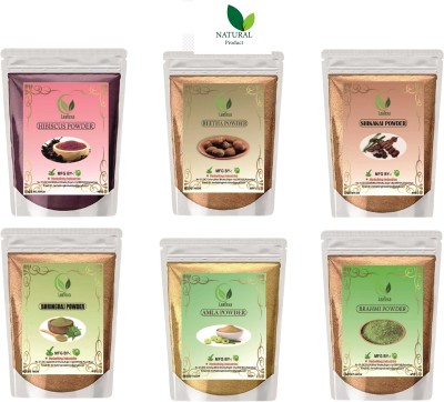 NatureNest Amla reetha shikkai bhringraj hibiscus henna mehndi powder 50 gm each 300 gm Hair Powder(1 g)