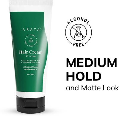 ARATA Hair Styling Cream for Men|Daily Use | Medium Hold |With Organic Flaxseed Hair Cream(50 ml)