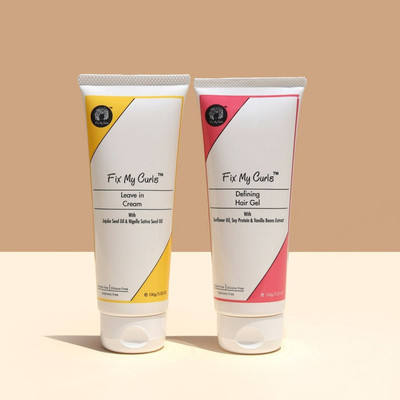 Fix My Curls Travel sized Protein Styling Bundle With Defining Hair Gel And Leave In Cream for High - Medium Porosity 2A- 2C hair 100 Gm Each Hair Lotion(200 g)