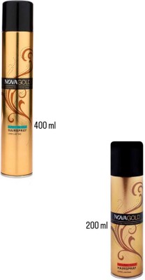 asija makeovers Gold Super Firm Hold Hair Spray, 400ml & 200 ML (Pack of 2) Hair Spray(600 ml)