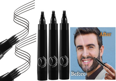 YAWI Natural Finish 3PCS Beard Pencil Filler for Men Mustache Repair Beard Cream(7.5 g)