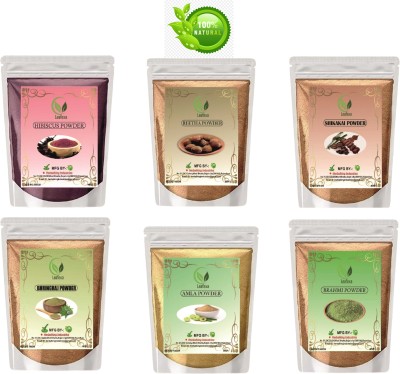 Leafexa Amla Reetha Shikakai Bhringraj Hibiscus Henna Powder Combo 100 Gm Each 600 gm Hair Powder(1 g)