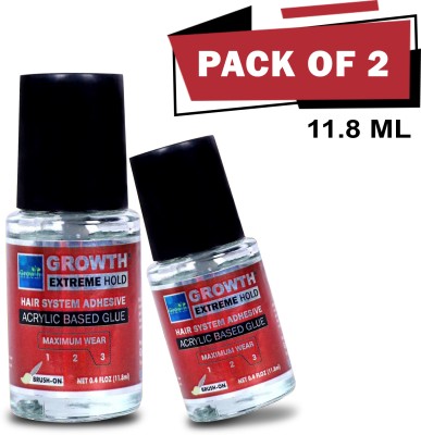 Growth Extreme Hold Wig Adhesive Liquid Glue (11.8 ml-Pack Of 2) for Hair Patch Hair Gel(11.8 ml)