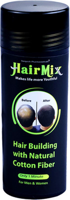 HairMix Hair Building With Natural Cotton Fiber, Black, Pack of 1 for Thinning Hair Hair Fiber(25 g)