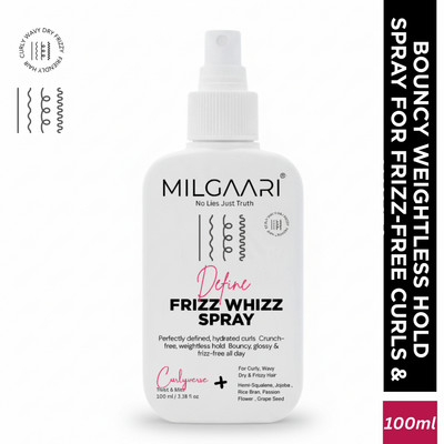 milgaari Curls Define Frizz Whizz Spray | Bouncy Weightless Hold | Frizz-Free Curls Hair Spray(100 ml)