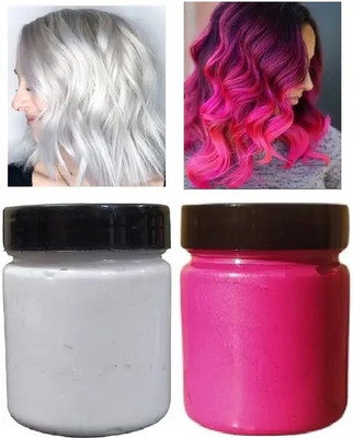 GABBU Combo of Temporary Hair Color Wax Gold and Silver Hair Wax Hair Cream , Pink, White