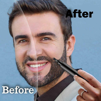 manasona Black Eyebrow Pen Beard Pencil Filler Water Proof, Long Lasting Coverage Beard Cream(1 g)
