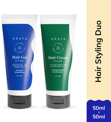 ARATA Hair Styling Combo | Gel & Cream | Medium - Strong Hold | Unisex Hair Gel(100 ml)