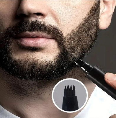 YAWI Long Lasting Coverage Black Beard Pencil Filler Dual Tip 4 in 1 for Men Beard Cream(2.5 g)