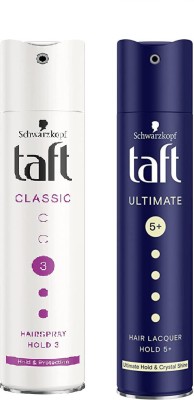 TAFT Classic 3 Hairspray & Ultimate 5+ Hair Lacquer 250ml 2pcs Hair Spray(500 ml)