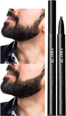 MYEONG Beard Pen Filler For Men Repair Beard Shape, Moustache Micro 3 Tip Pen Beard Cream(1 g)