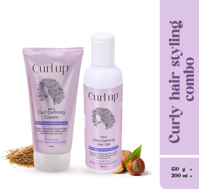CURL UP Styling Combo With Curl Cream & Hair Gel - For Wavy & Curly Hair (Combo of 2) Hair Cream(350 ml)