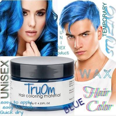 TruOm Blue Wax Temporary Hair Styling Color Mousse (Unisex) Hair Wax (100 g) Hair Wax