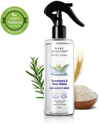 BARE ANATOMY Rosemary Water Spray for Hair Growth, Thickness & Hairfall Control, 100% Natural Hair Spray(200 ml)
