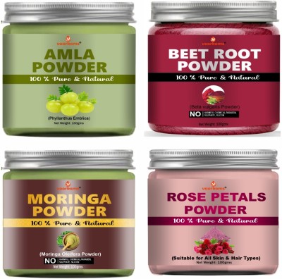 voorkoms Beetroot Amla Moringa Rose Petals Powder Natural Wellness Blend 400 G Pack of 4(400 g)