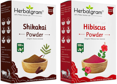 Herbalgram Shikakai & Hibiscus Powder 200gm Natural Hair Care Combo Herbal Cleanser(200 g)
