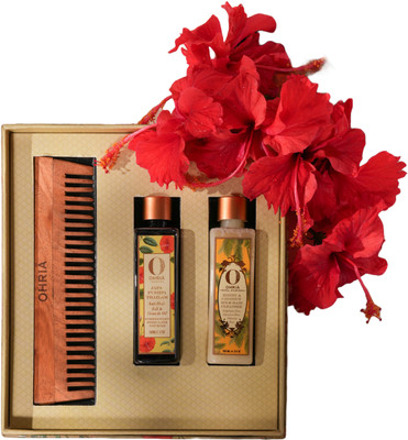 Ohria Ayurveda Lustrous Locks Hair Care Set | Anti Hair Fall Oil, Cleanser & Neem Comb(282 ml)