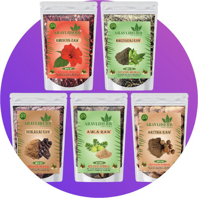 Aravliherb New Amla Reetha Shikakai Bhringraj Hibiscus raw(500 g)