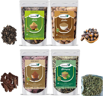 Licerool New Amla Rietha Shikakai Bhringraj Raw(400 g)